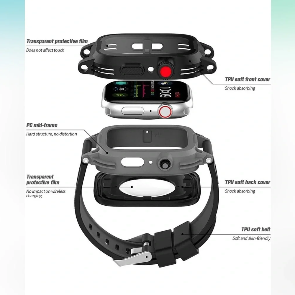 🆕 BAND for Apple Watch Waterproof Case for 38mm Watch Band and Screen Protector